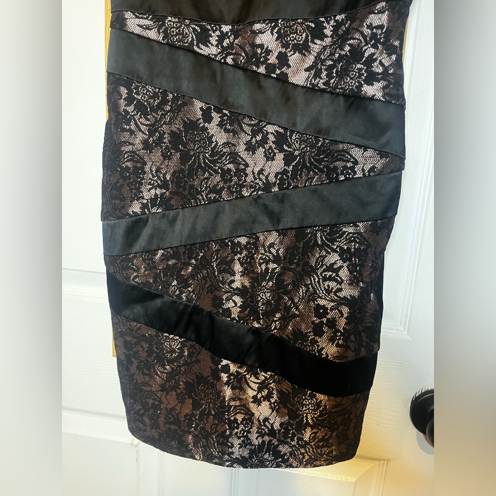 Dynamite Black and Brown Strapless Lace Dress - Picture 3 of 9